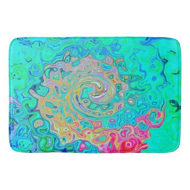 Alfombrilla De Baño Groovy Abstract Retro Arcoiris Liquido Swirl (Anverso)