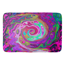 Alfombrilla De Baño Groovy Abstracto Retro Magenta Remolino de Arcoíri