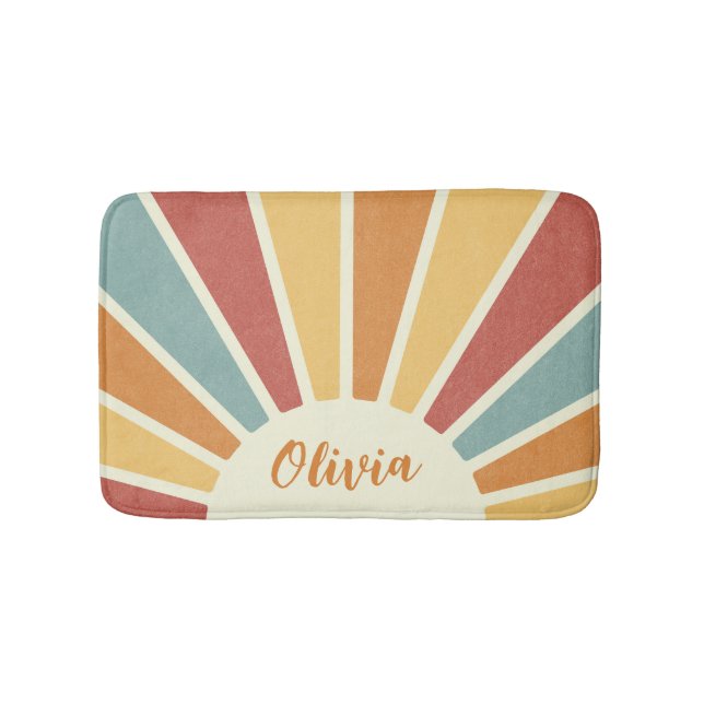 Alfombrilla De Baño Groovy grunge estilo retro diseño del sol (Anverso)