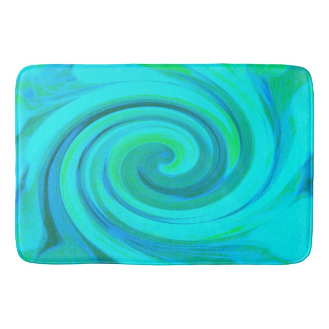 Alfombrilla De Baño Groovy Guay Resumen Aqua Liquid Art Swirl (Anverso)