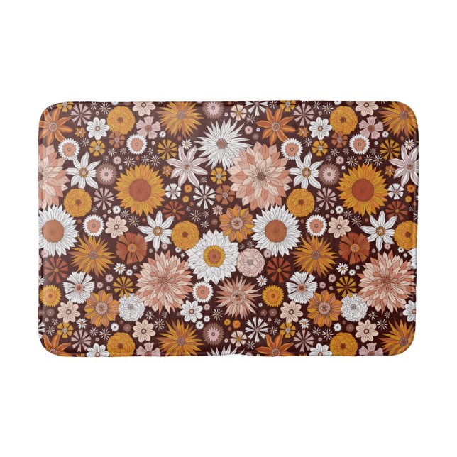 Alfombrilla De Baño Groovy Retro Flower Garden Pattern (Anverso)