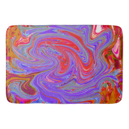 Alfombrilla De Baño Groovy rojo y púrpura Resumen de arte retro