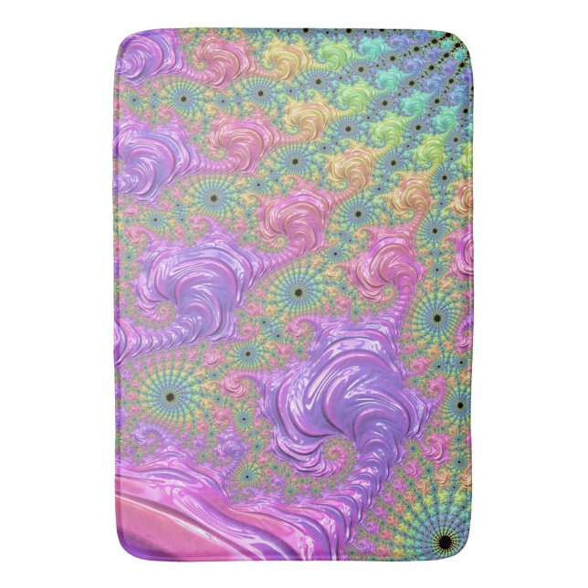 Alfombrilla De Baño Groovy Trippy Boho Jewel Tone Rainbow Fractal (Frente vertical)