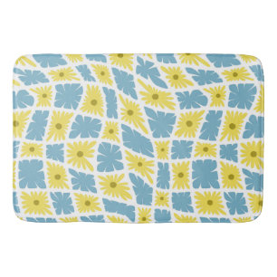 Alfombrilla De Baño Groovy Wavy Trippy 60 Cheques de flores azul amari