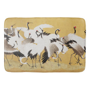 Alfombrilla De Baño Grúas japonesas vintage pájaro rico clásico
