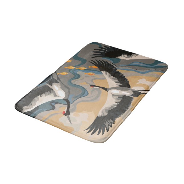 Alfombrilla De Baño Grullas en aumento sobre el río (Angular)