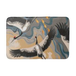 Alfombrilla De Baño Grullas en aumento sobre el río