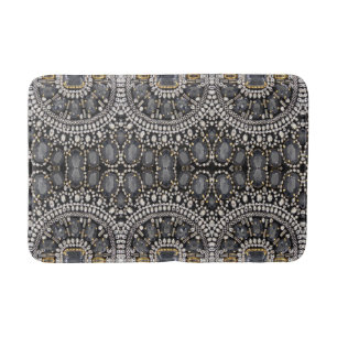 Alfombrilla De Baño grunge steampunk art deco negro plateado bohemio