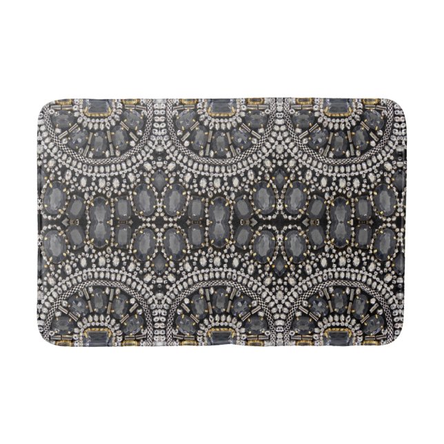Alfombrilla De Baño grunge steampunk art deco negro plateado bohemio (Anverso)