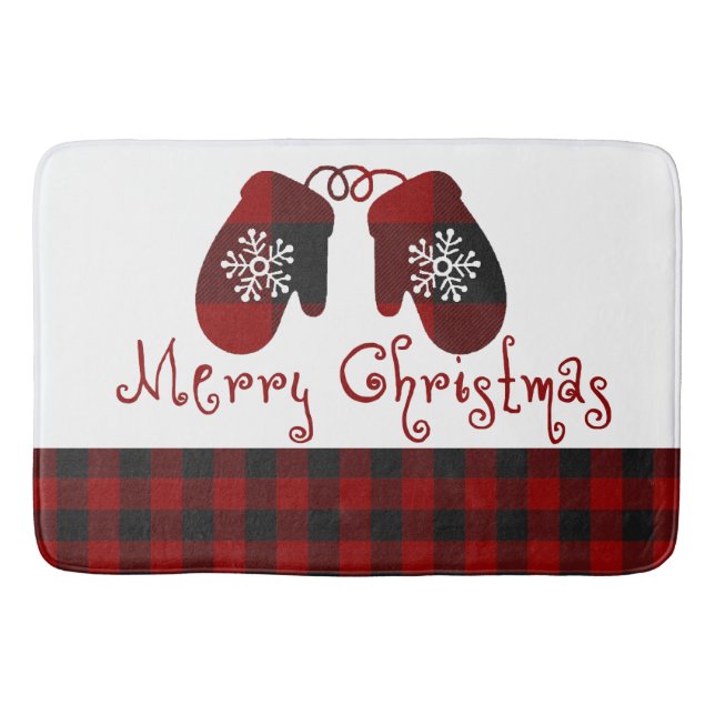 Alfombrilla De Baño guantes de Navidad felices (Anverso)