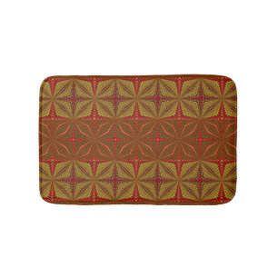 Alfombrilla De Baño Guay Geometric Earthy Brown Yellow Ethnic Tribal