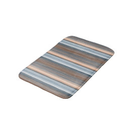 Alfombrilla De Baño Guay Moda Brown Slate Blue Gray Stripes Art