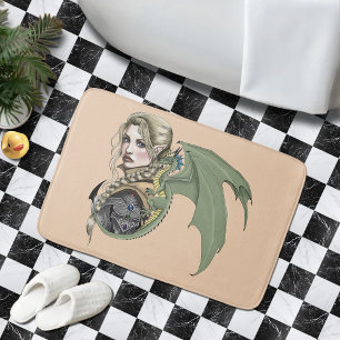 Alfombrilla De Baño Guerrero Elfo Dragón Fantasía Mágico Medieval Melo