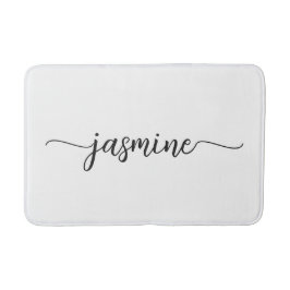 Alfombrilla De Baño Guion de nombre monograma femenino blanco minimali
