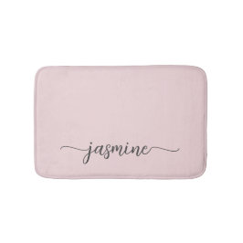 Alfombrilla De Baño Guion de nombre monograma femenino rosa suave mini