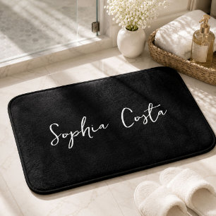 Alfombrilla De Baño Guión moderno personalizado de moda Firma Nombre N