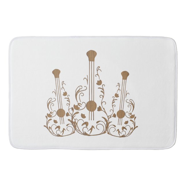 Alfombrilla De Baño Guitarras de madera rizada (Anverso)