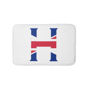 Alfombrilla De Baño H Monograma sobrepuesto en la bandera de la Unión 