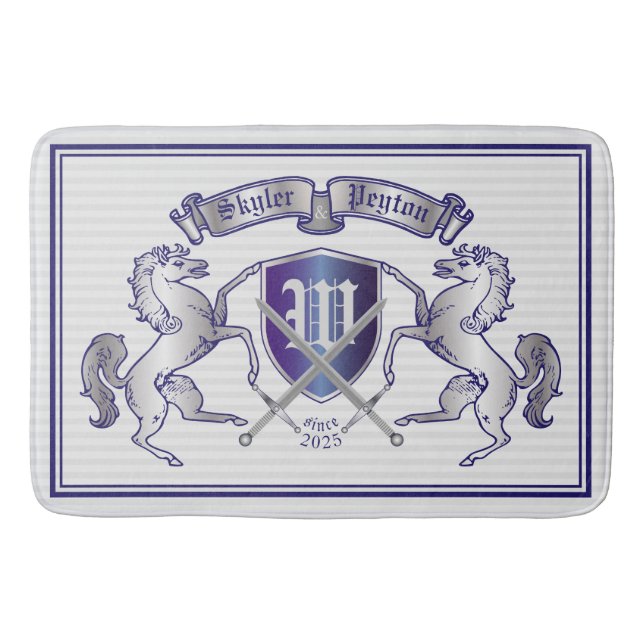 Alfombrilla De Baño Haga su propio escudo del caballo de la plata del (Anverso)