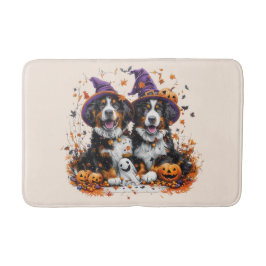 Alfombrilla De Baño Halloween Bernese Mountain Dogs Witch Ghost