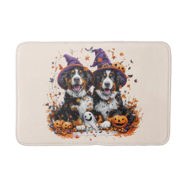 Alfombrilla De Baño Halloween Bernese Mountain Dogs Witch Ghost (Anverso)