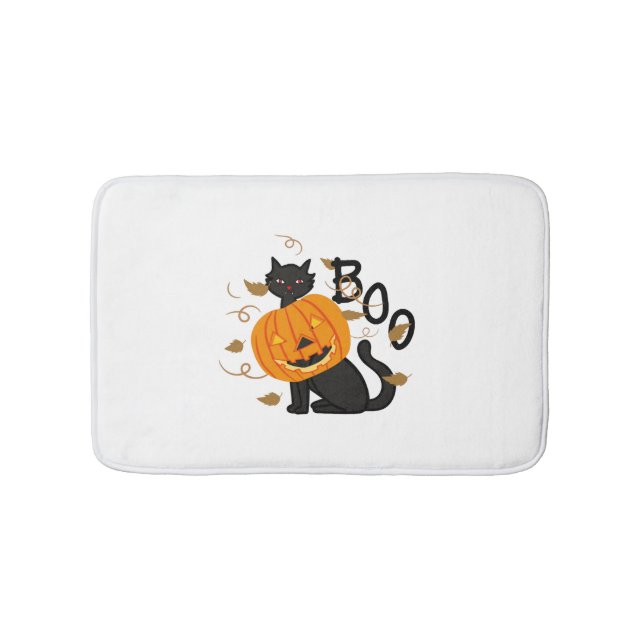 Alfombrilla De Baño Halloween Black cat Boo (Anverso)