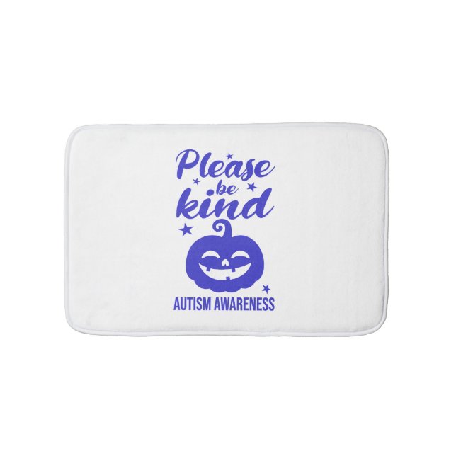 Alfombrilla De Baño Halloween Blue Pumpkin Autisim Awareness (Anverso)