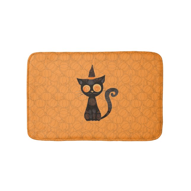 Alfombrilla De Baño Halloween/gato/calabaza/otoño (Anverso)