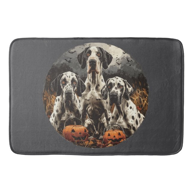 Alfombrilla De Baño Halloween Great Dane Dogs Jack O Lantern (Anverso)