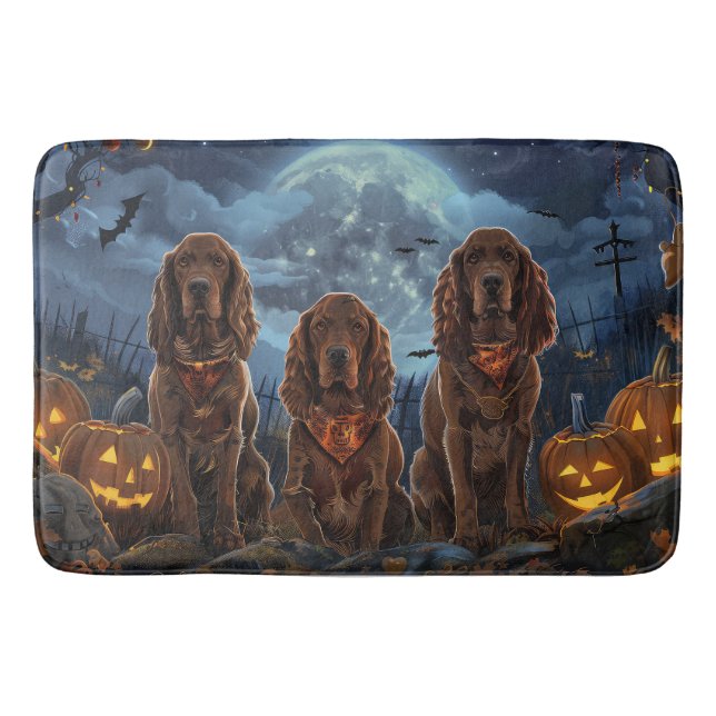 Alfombrilla De Baño Halloween Halloween de la Red Setter Irlandés (Anverso)