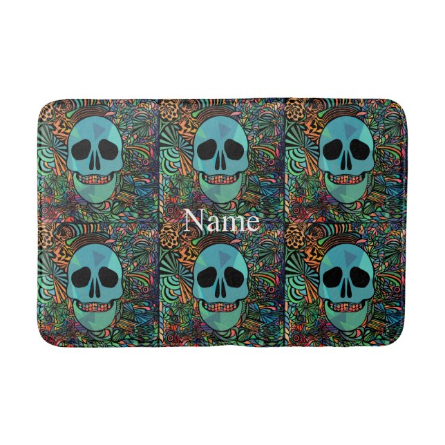 Alfombrilla De Baño Halloween Hippie Skull Thunder_Cove (Anverso)