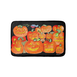 Alfombrilla De Baño Halloween Jack-O-Lanterns with Animals