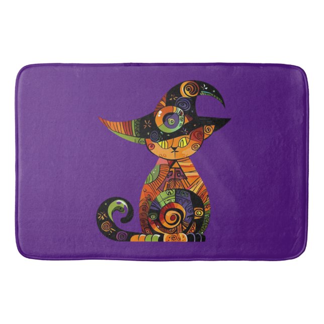 Alfombrilla De Baño Halloween/mística/gato/otoño (Anverso)