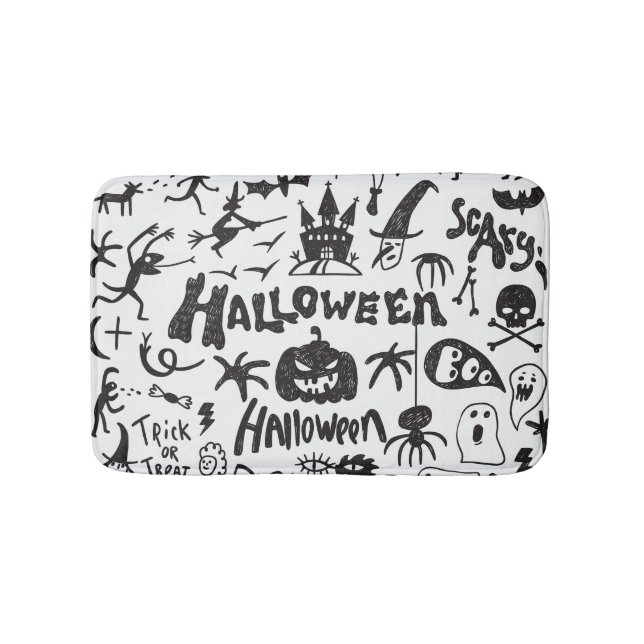 Alfombrilla De Baño Halloween Monster Doodles Fun (Anverso)