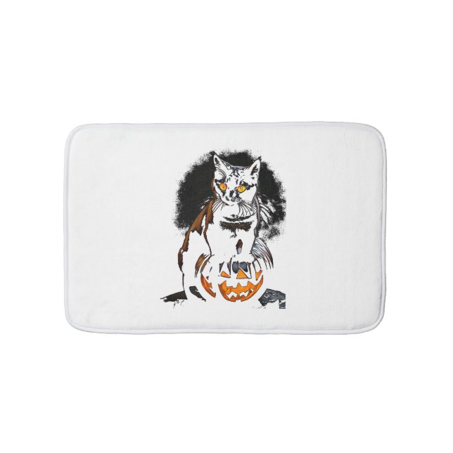 Alfombrilla De Baño Halloween Pegatina de gato negro (Anverso)