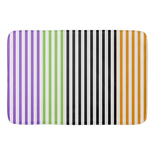Alfombrilla De Baño Halloween Stripes Purple Green Naranja Negro (Anverso)