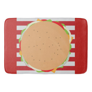 Alfombrilla De Baño Hamburger cheeseburger lindo café rayado rec