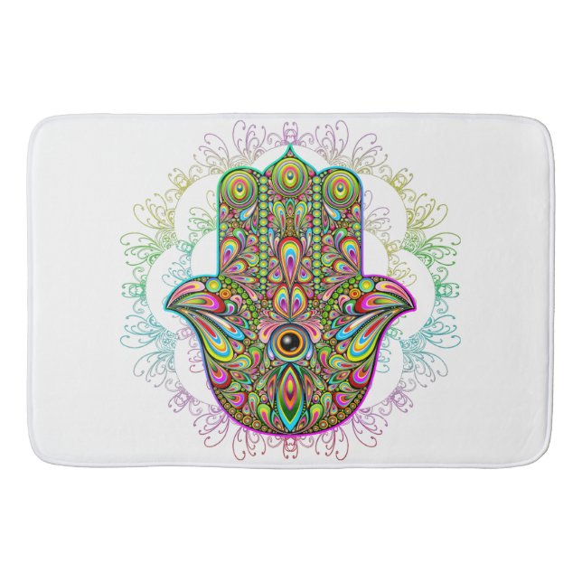 Alfombrilla De Baño Hamsa Fatma Hand Psychedelic Art (Anverso)