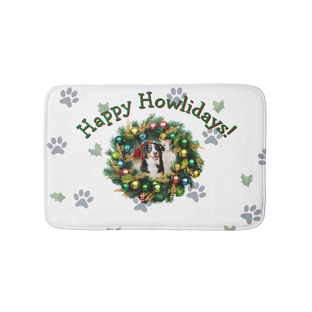Alfombrilla De Baño Happy Howlidays Photo Image (Anverso)
