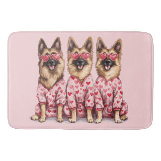 Alfombrilla De Baño Happy Valentines Day German Shepherd Dogs
