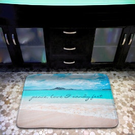 Alfombrilla De Baño Hawaii Beach Peace Love Sandy Feet Script Cita