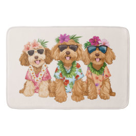Alfombrilla De Baño Hawaiian Goldendoodle Dogs Flower Lei