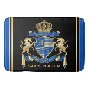 Alfombrilla De Baño Haz tu propio emblema azul del escudo de armas de