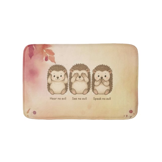 Alfombrilla De Baño hear, see and speak no evil cute Hedgehogs (Anverso)