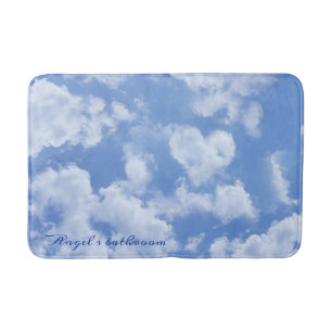 Alfombrilla De Baño Heart Cloud Sky Cute Modern Blue Añadir tu nombre