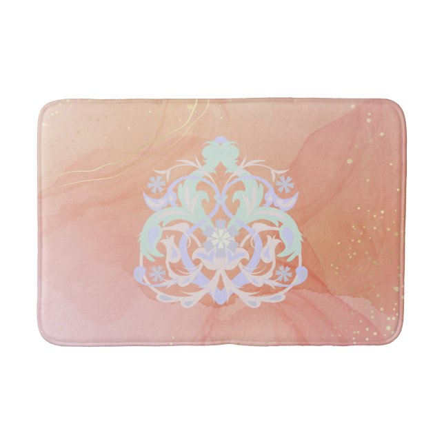 Alfombrilla De Baño Heart Garden – Blue & Green Floral Design (Anverso)