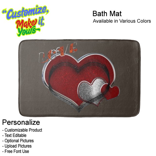 Alfombrilla De Baño Heart Magic Love Bath Mat with a Brown Background (Heart Magic Love Bath Mat Featuring a Brown Background.)