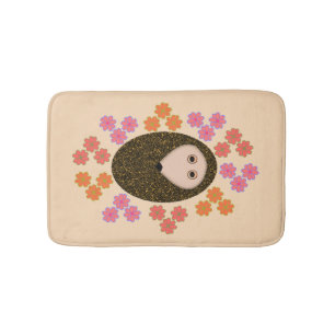 Alfombrilla De Baño Hedgehog y Mat de Baño con flores