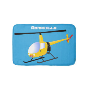 Alfombrilla De Baño Helicóptero de personalizado alegre amarillo lindo