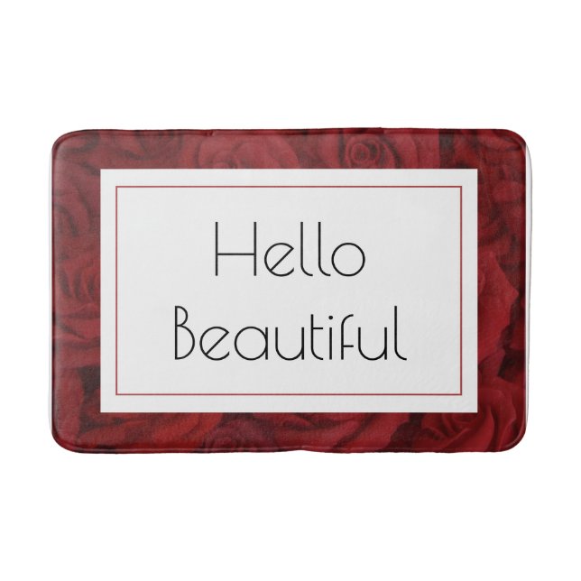 Alfombrilla De Baño "Hello Beautiful" Red Rose Medium (Anverso)